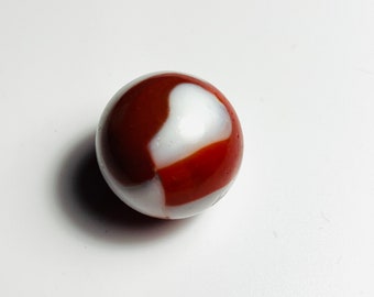 White and red glass marble standard 5/8” vintage marble