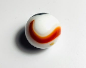 White orange and brown glass marble standard 5/8” vintage marble