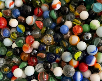 Ships free!! 100 Vintage Glass Marbles Unsorted | Agate Marbles, Swirl Marbles, Patch Marbles, Corkscrew Marbles