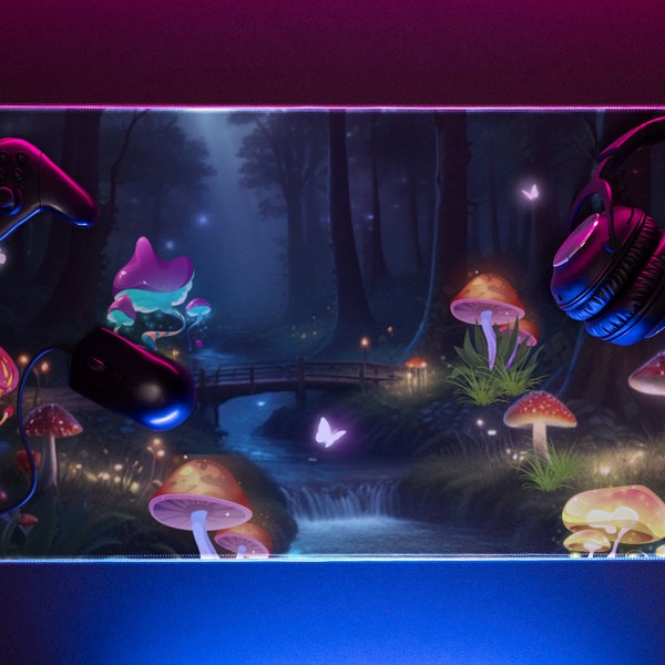 Enchanted Mushroom Forest Desk Mats/Magic Mushrooms/Dark Forest/Magical Forest/Gaming desk mat/Mouse pads/gamers/Computer accessories