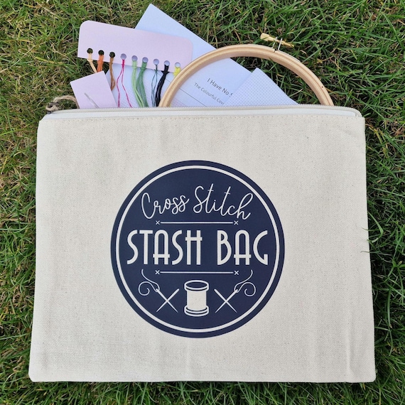 Cross Stitch Cotton Canvas Stash Bag