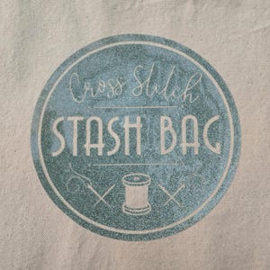 Cross Stitch Cotton Canvas Stash Bag Mint Glitter