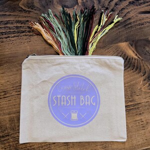 Cross Stitch Cotton Canvas Stash Bag Lilac