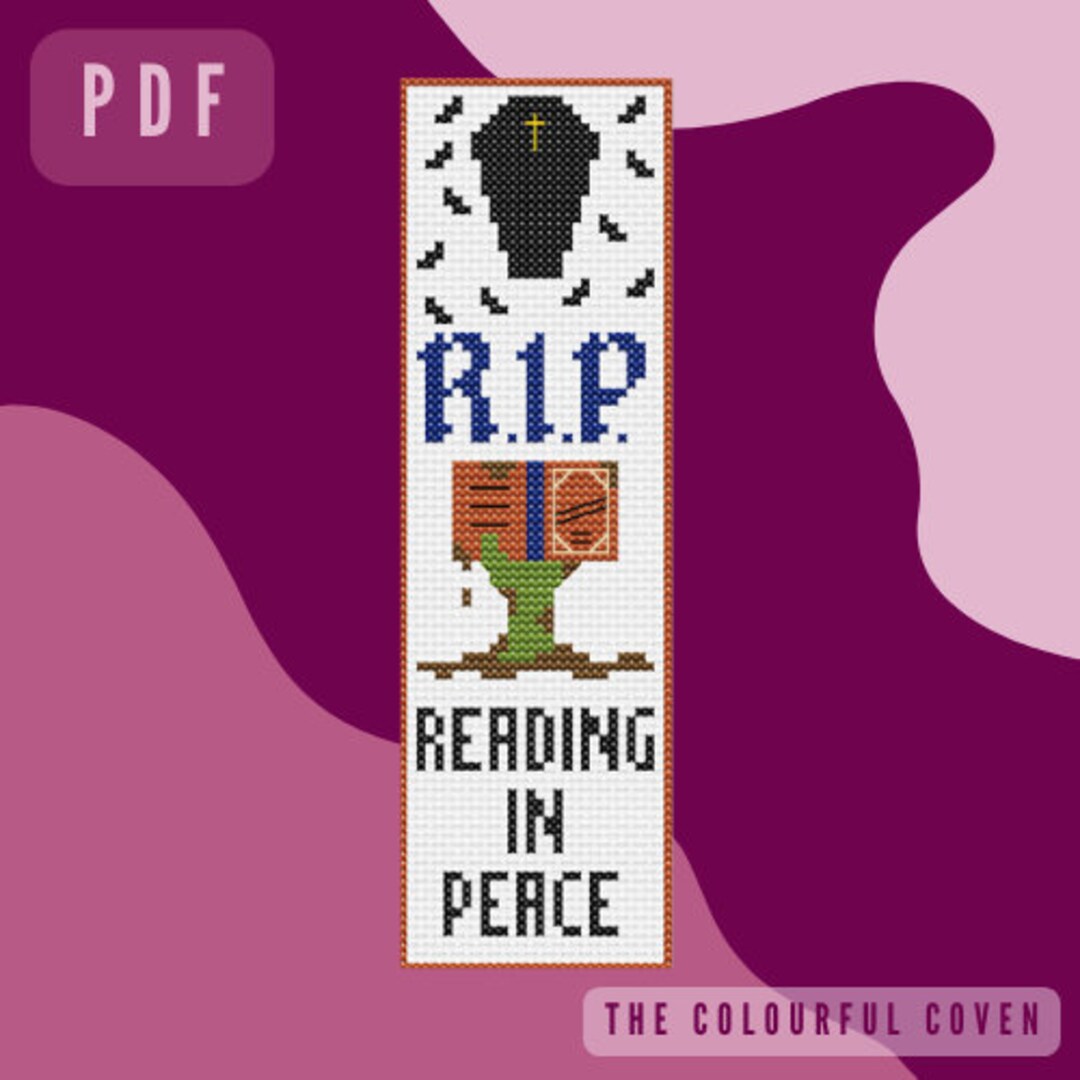 Reading Models Rip Cross Stitch Pattern 'RIP Reading in Peace' Bookmark - Etsy