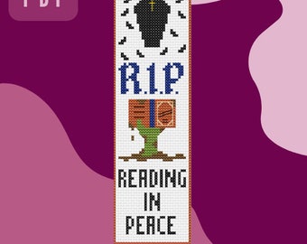 Cross Stitch Pattern 'RIP Reading in peace' bookmark