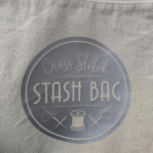 Cross Stitch Cotton Canvas Stash Bag Silver