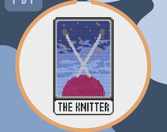 Cross Stitch Pattern 'The Knitter' Tarot card