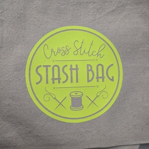 Cross Stitch Cotton Canvas Stash Bag Neon Yellow