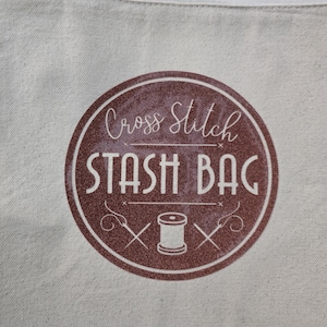 Cross Stitch Cotton Canvas Stash Bag Coral Glitter