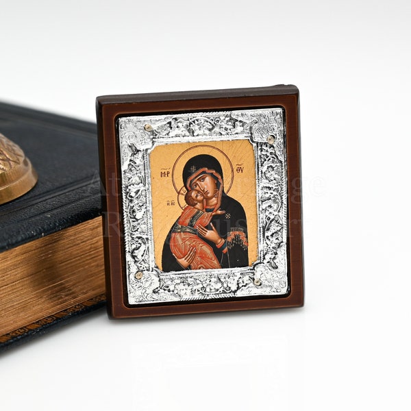 Virgin of Vladimir, Pocket Size / Travel Icon Orthodox Icon, Mother of God Prayer, Eastern Orthodox Church, Christian Faith & Blessing Gift