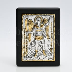 Orthodox Icon Archangel Michael Panormitis - Silver & Wood Small Iconostasis Icon Prayer, Guardian Angel  Travel Altar Holy Icon, St Michael