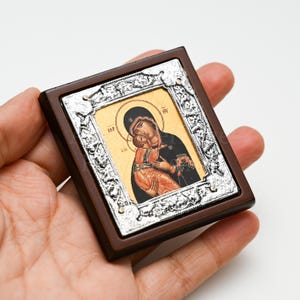 Virgin of Vladimir,  Orthodox Travel Icon Charm, Mother of God Prayer, Eastern Orthodox Church, Christian Faith, Blessing Gift