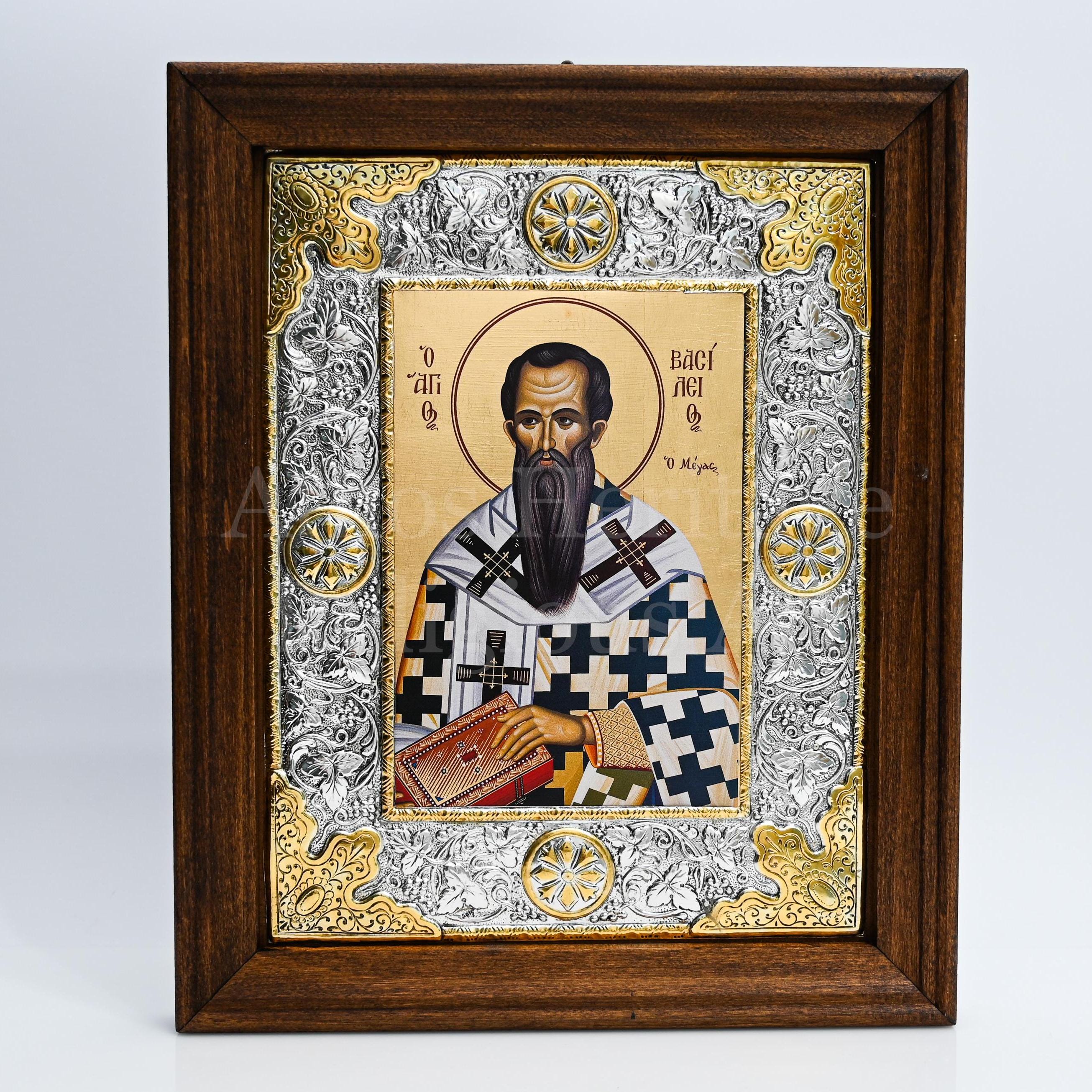 聖ワシリイ・オブ・カイサリア正教会イコン、信仰深い芸術品ギフト