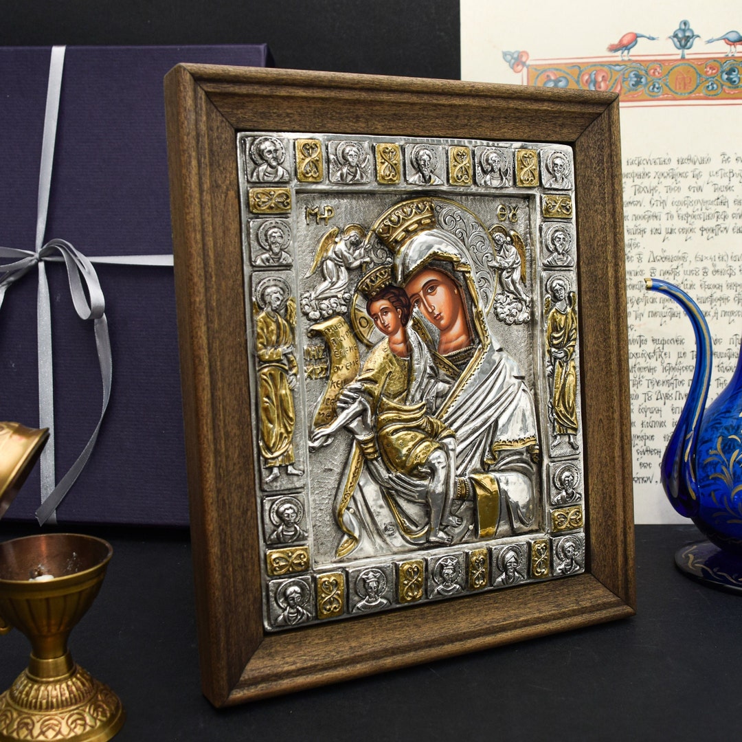 Virgin Mary Orthodox Wall Icon, Christian Shrine or Sacred Altar ...