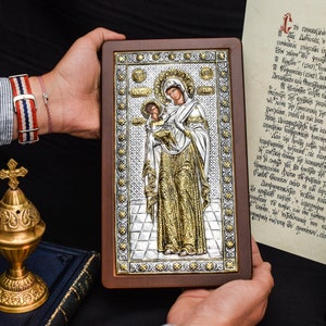 Icono de la Virgen María Ortodoxa Larga Súplica Decoración religiosa para el hogar ▷ Arte mural cristiano Regalo ◁ Arte bizantino Panagia Ektenis Ikesia
