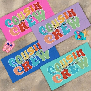 Cousin Crew Beach Towel, Summer Beach Gift For Cousin, Matching Cousin Trip Gift, Family Vacation Beach Towel, Beach Towel BT314CWY0