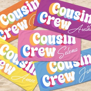 Cousin Crew Beach Towel, Summer Beach Gift For Cousin, Matching Cousin Trip, Family Vacation Beach Towel, Pool Birthday Party Towel BT310Z70