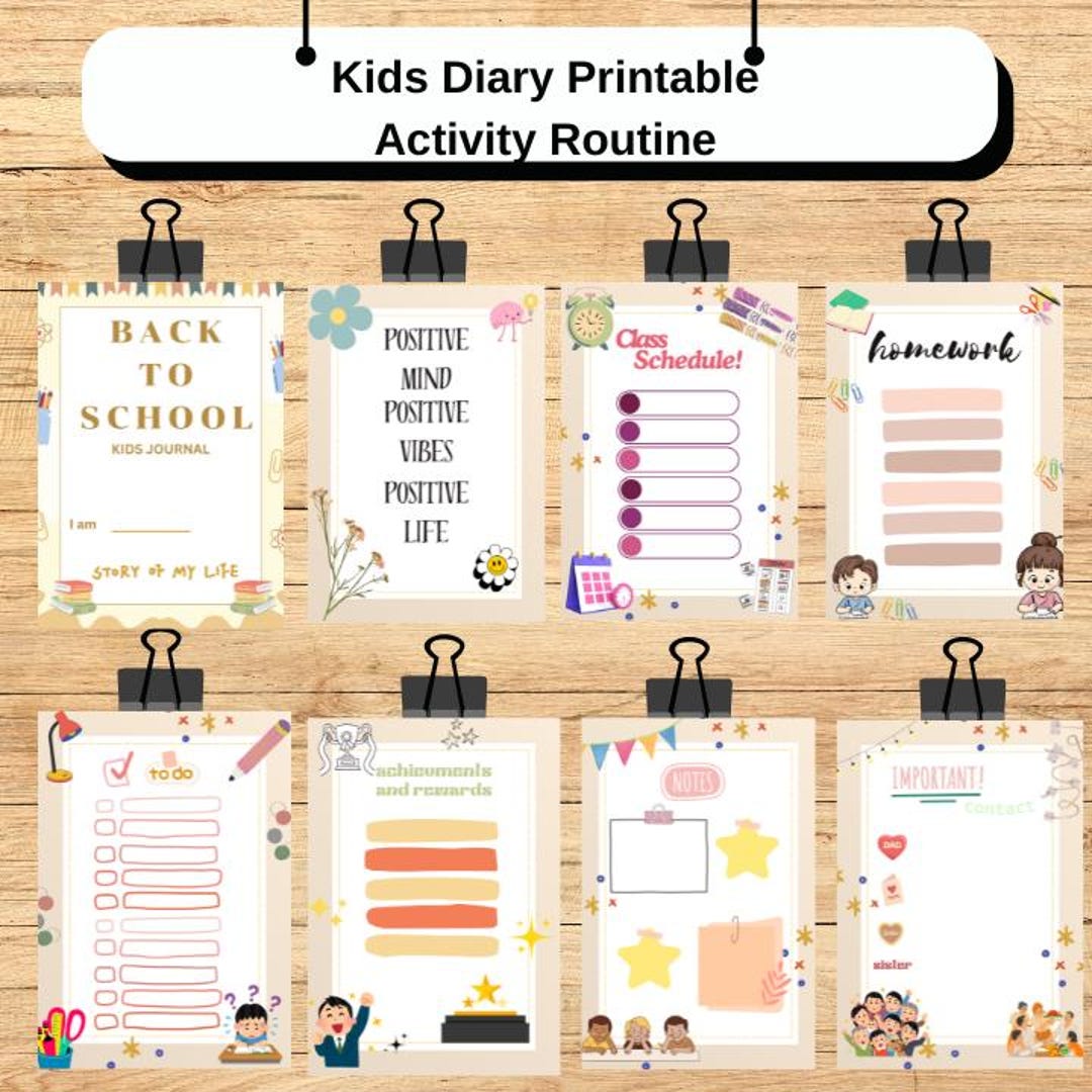 Kids Diary Printable Activity Tracker and Routine Chart Good Notes ...