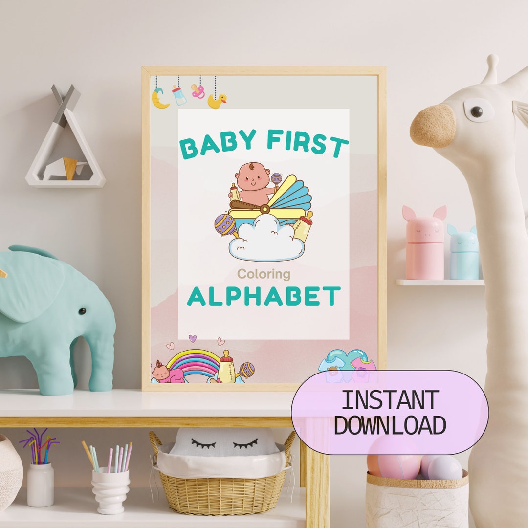 Baby First Wall Art Alphabet Coloring Book, Baby Alphabet Book, Baby ...