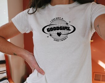 good girl 90s baby tee | aesthetic tee | women's fitted tee | cute trendy top | Y2K clothing | pinterest girl | it girl | vintage baby tee