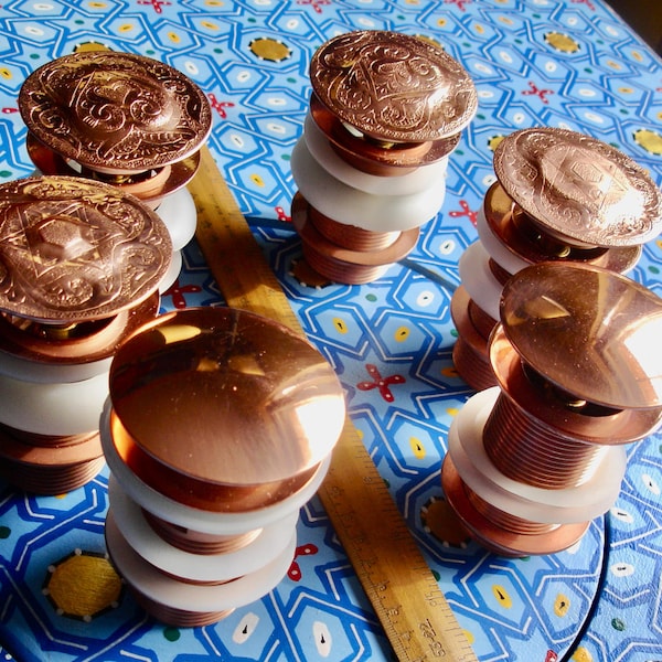Moroccan COPPER pop up wash basin sink syphon mushroom waste PLUG - various