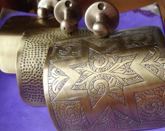 Portarrollos de papel higiénico estilo oro antiguo de LATÓN EMPANADO marroquí montado en la pared - VARIOS