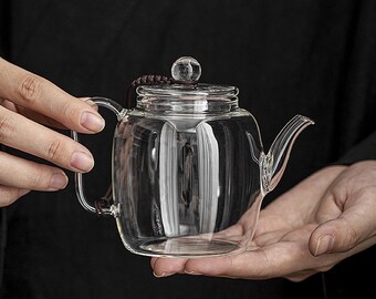 Transparent glass mini teapot | Kung Fu tea set | Tea maker | Flower teapot | Personalized teapot | Tea party tea set