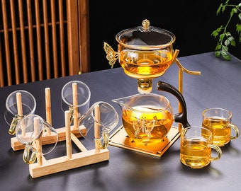 Service à thé magnétique | Service à thé en verre | Service à thé automatique | Service à thé Tea Party | Service à thé Thé de l'après-midi | Service à thé personnalisé | Cadeau personnalisé