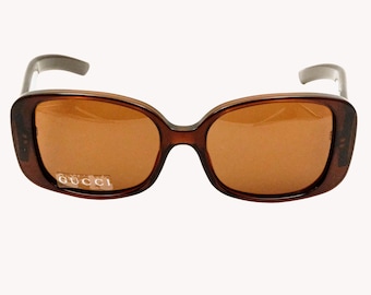 Gucci GG3033/N/S Brown Acetate Wrap Sunglasses With Logo Temples