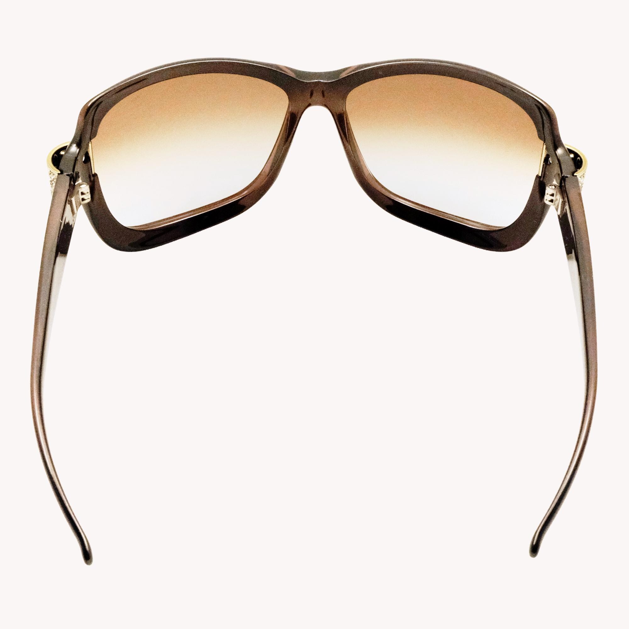 Gucci Gg2985/s Oversized Brown Acetate Sunglasses With Crystal GG