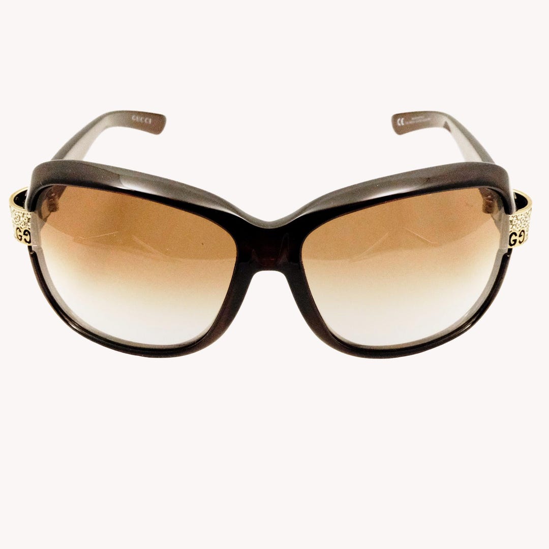 GUCCI グッチ GG2985/S OVKS2 サングラス Gucci Gg2985/s Oversized Brown Acetate Sunglasses With Crystal GG