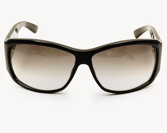 Gucci GG1797/S Black Rimless Shield Sunglasses With Green Lenses