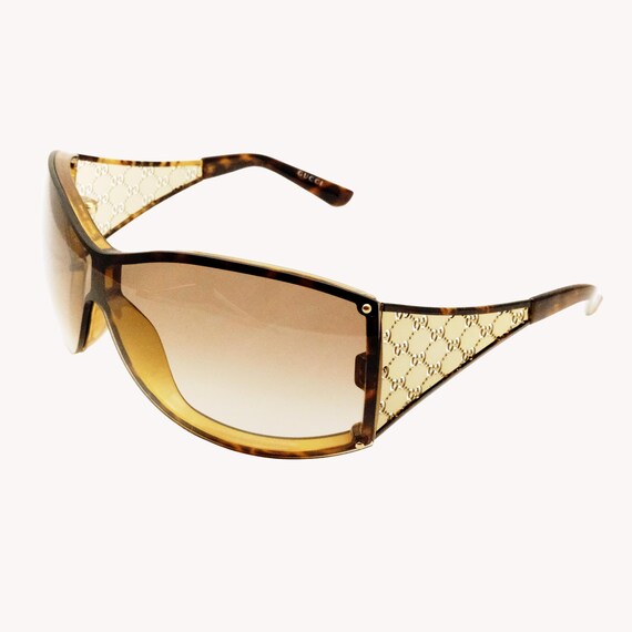 Gucci GG2830/S Brown Tortoiseshell Shield Sunglasses With 