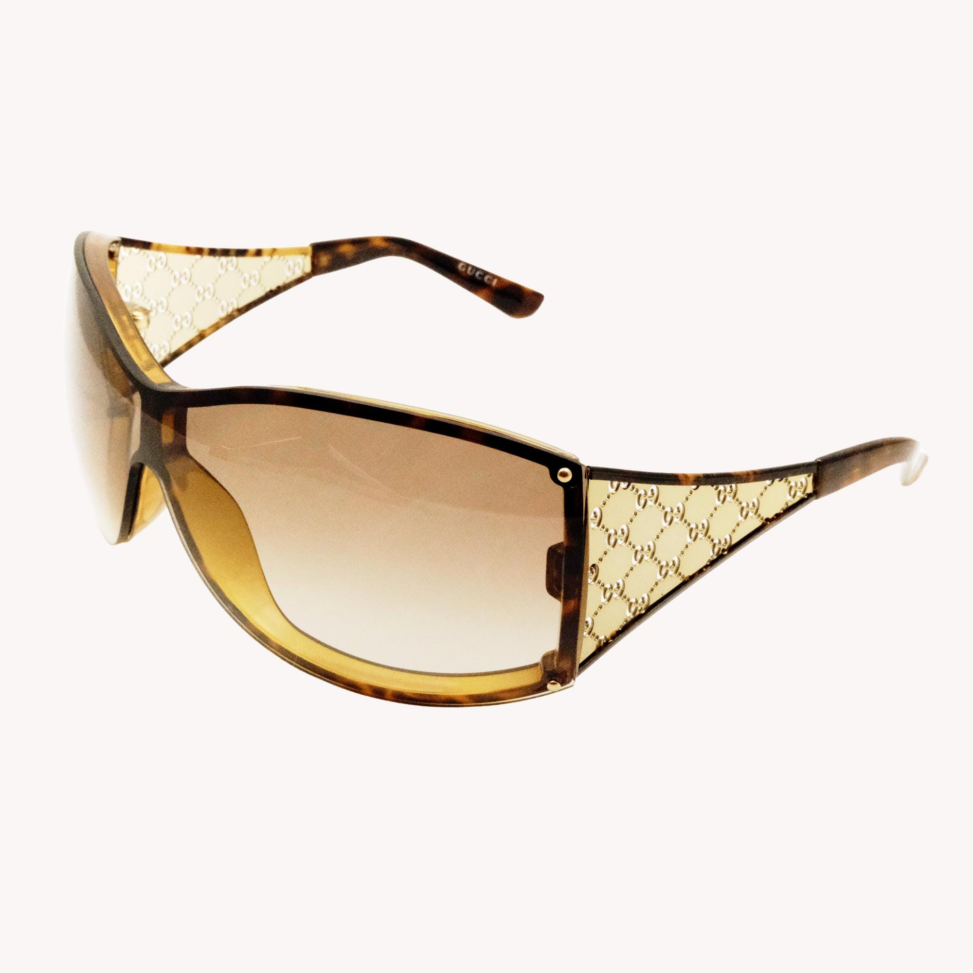Gucci GG2830/S Brown Tortoiseshell Shield Sunglasses With Gradient