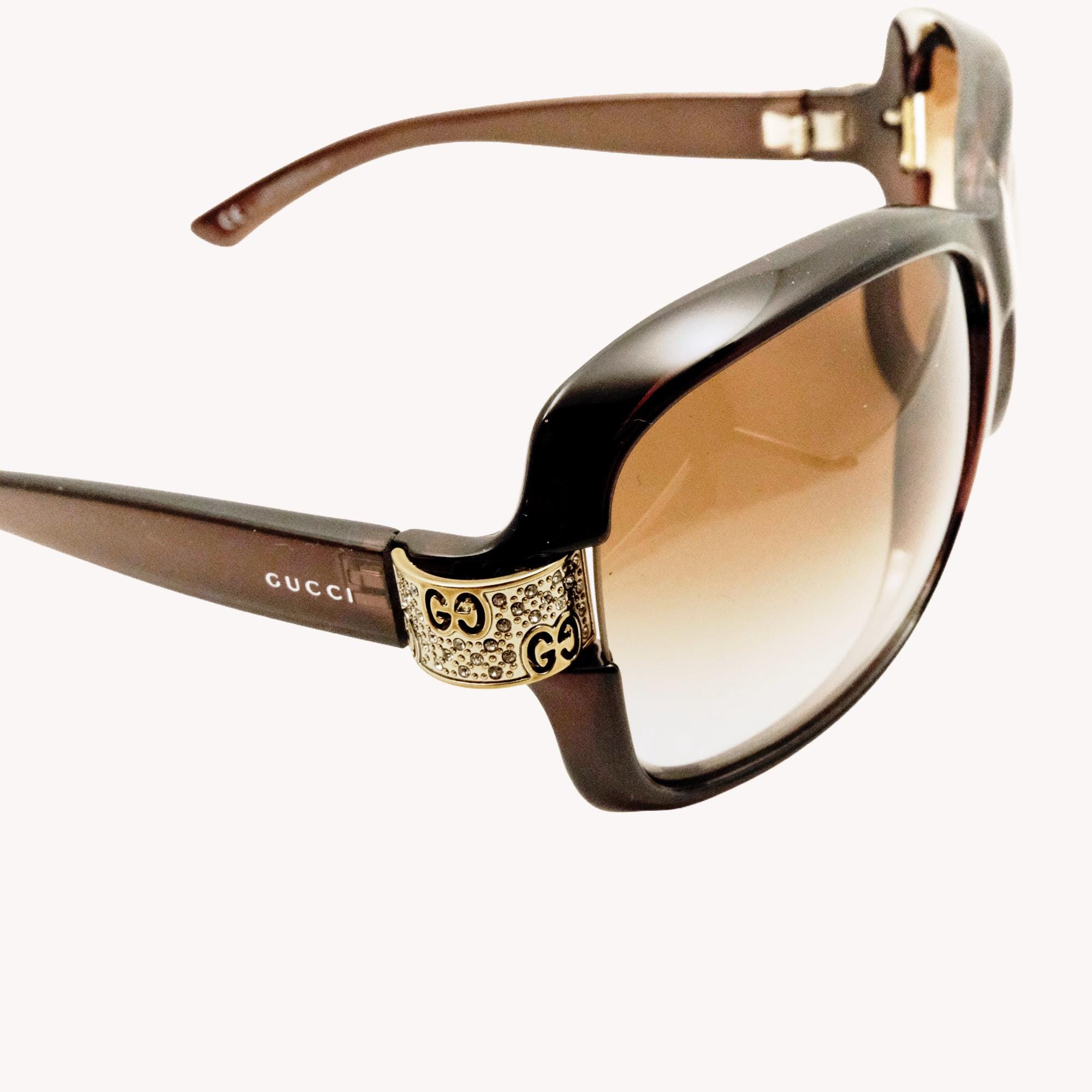 GUCCI グッチ GG2985/S OVKS2 サングラス Gucci Gg2985/s Oversized Brown Acetate Sunglasses With Crystal GG