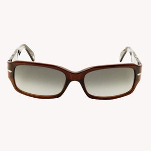 Persol 2872-S Reddish Brown Tortoise Rectangular Sunglasses | Signature Arrow Hardware | Handmade Italy | Never Worn