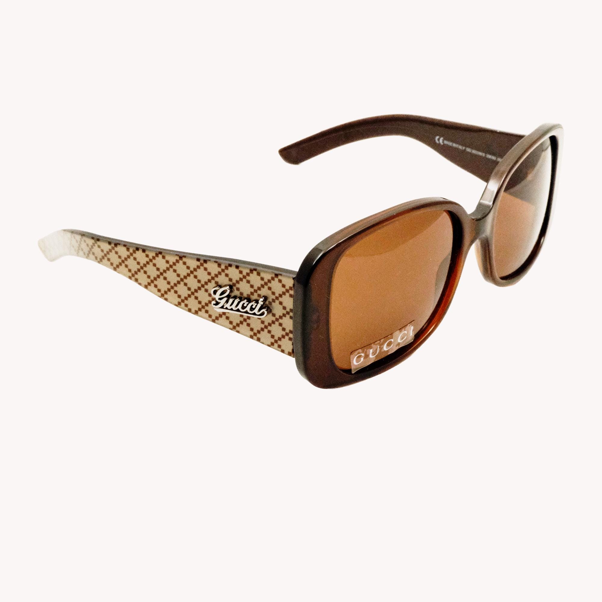 Gucci GG3033/N/S Brown Acetate Wrap Sunglasses With Logo Temples