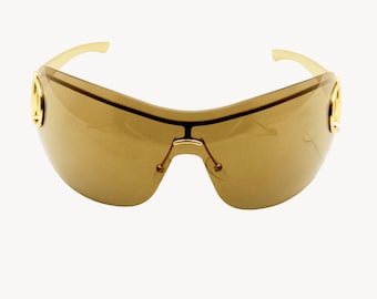 Vintage Y2K Gucci GG2652/S Strass Crystal Logo Shield Sunglasses