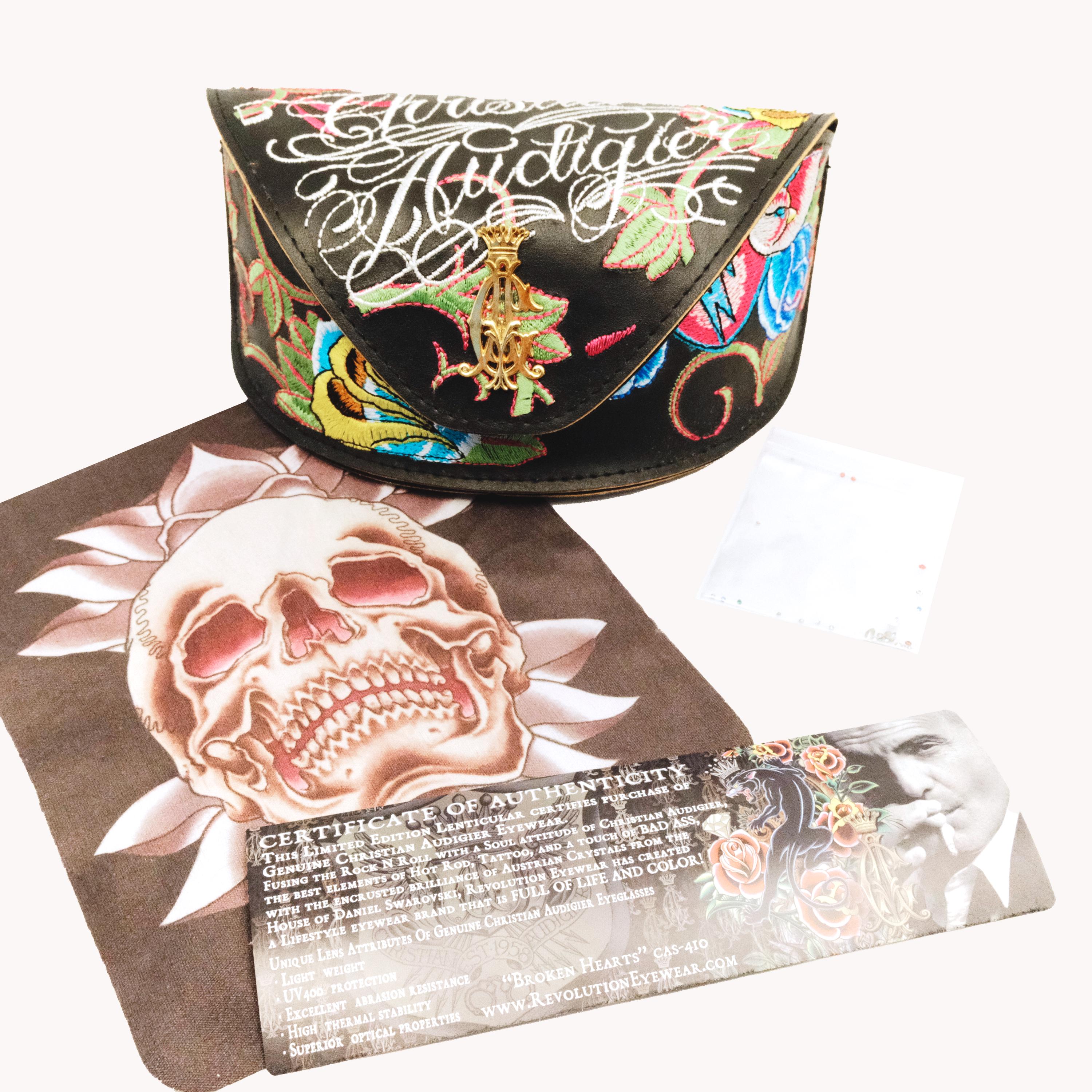 Christian Audigier CAS 410 White Crystal Sunglasses 