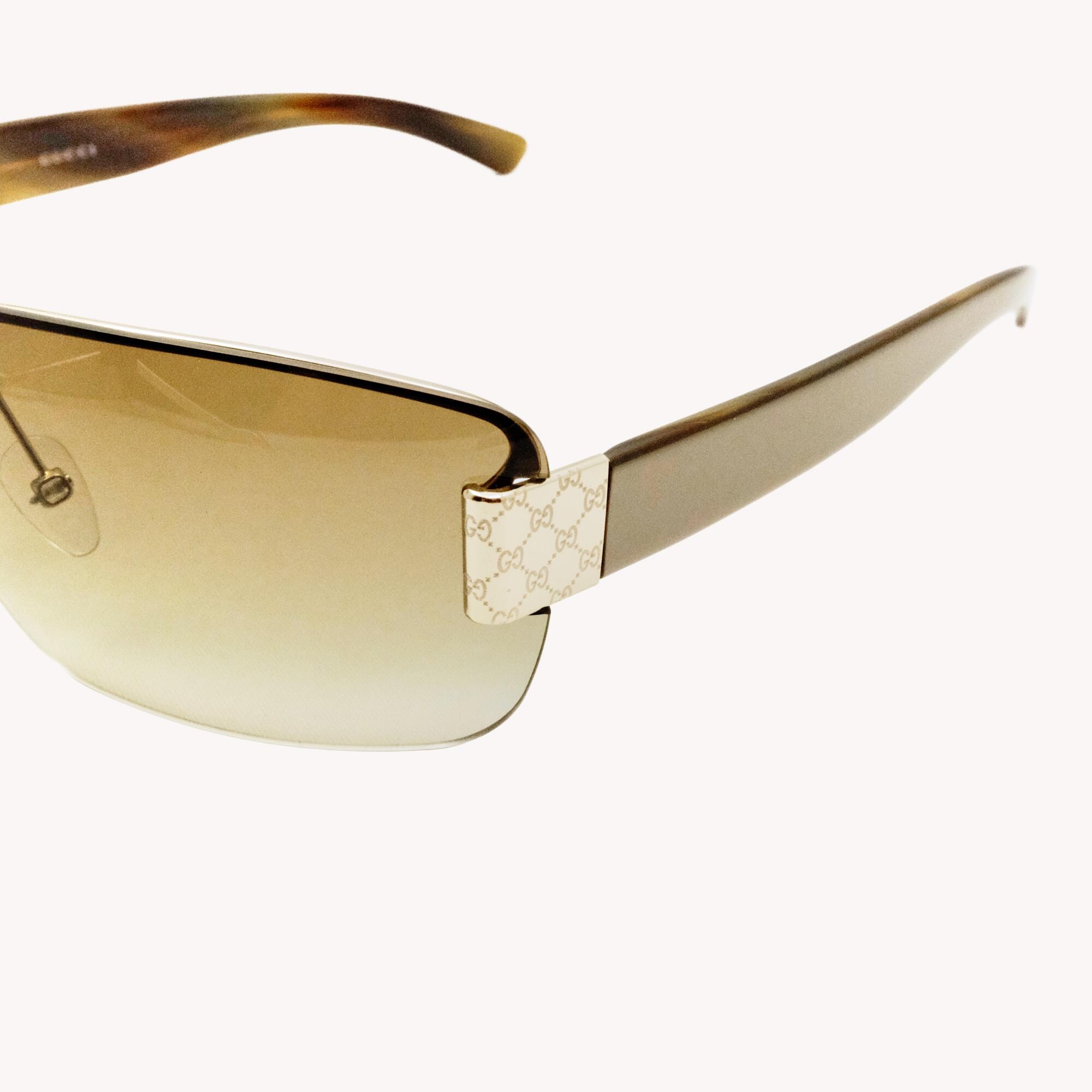 Vintage Gucci GG 1798/S Sunglasses Rimless Shield Brown Gradient Y2K Authentic Gucci Rimless Sunglasses for Women for sale | eBay main image 2