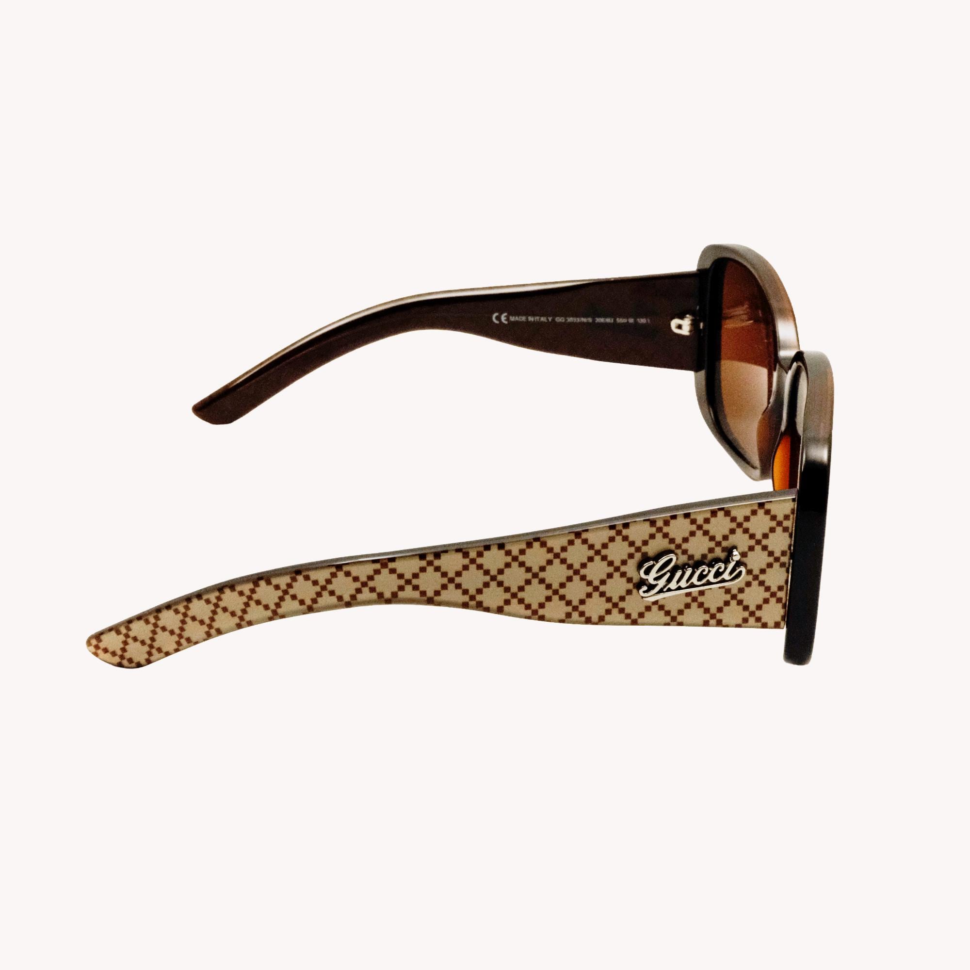 GUCCI グッチ サングラス GG3033/N/S ブラウン系 イタリア製 Gucci GG3033/N/S Brown Acetate Wrap Sunglasses With Logo Temples