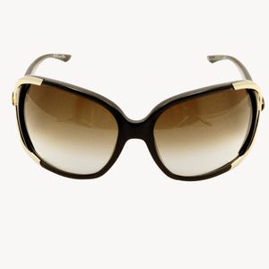 Dior Copacabana Black Gold Oversized Sunglasses – Vintage Designer Gradient Brown Lens, Luxury Women’s Fashion Eyewear