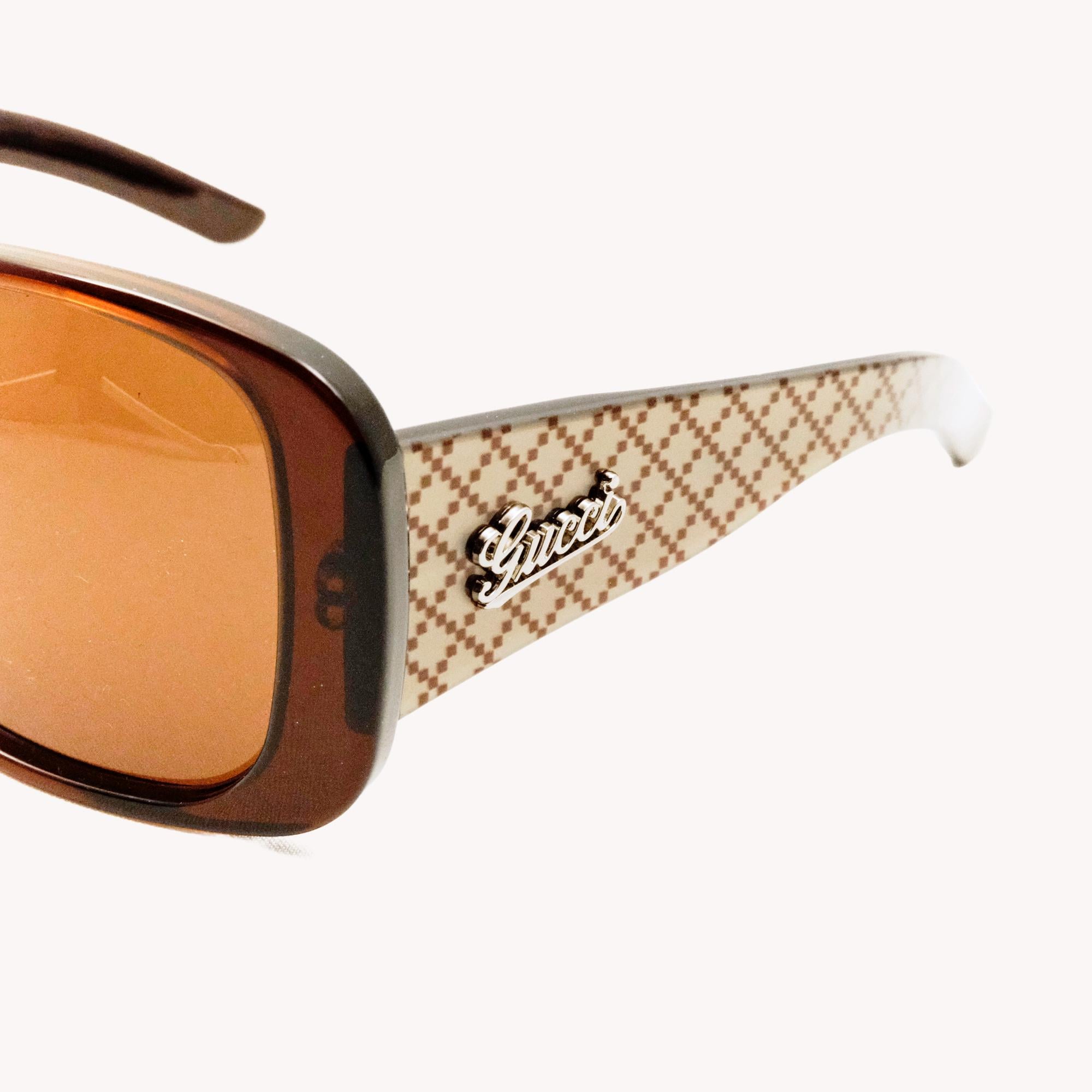 Gucci GG3033/N/S Brown Acetate Wrap Sunglasses With Logo Temples