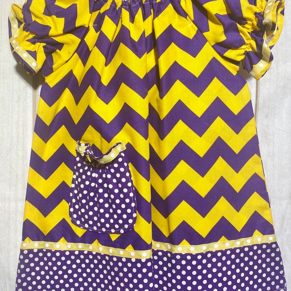 Louisiana State University Tigers Handmade Two-Piece Dress Set For Baby/ LSU Dress for Football Season Size 12-18 months