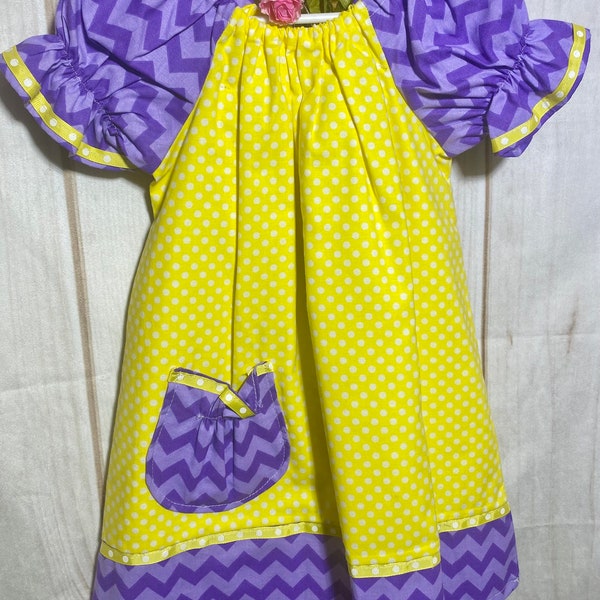 Louisiana State University Tigers Dress for Baby Girl/ LSU Baby Dress Handmade Two-Piece Dress Set For Girls Size 18-24 Months