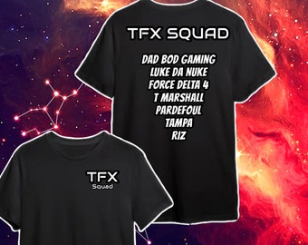 TFX SQUAD shirt. Black with silver wording