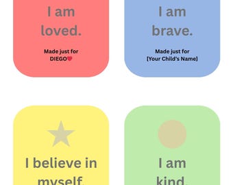 Tarjetas de Afirmación Personalizadas para Niños - Plantilla de Nombre Editable - Notas Motivacionales Imprimibles para la Confianza Infantil