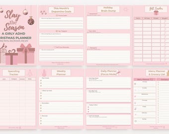 Planificador navideño para TDAH: Organizador de fiestas para niñas (digital e imprimible)