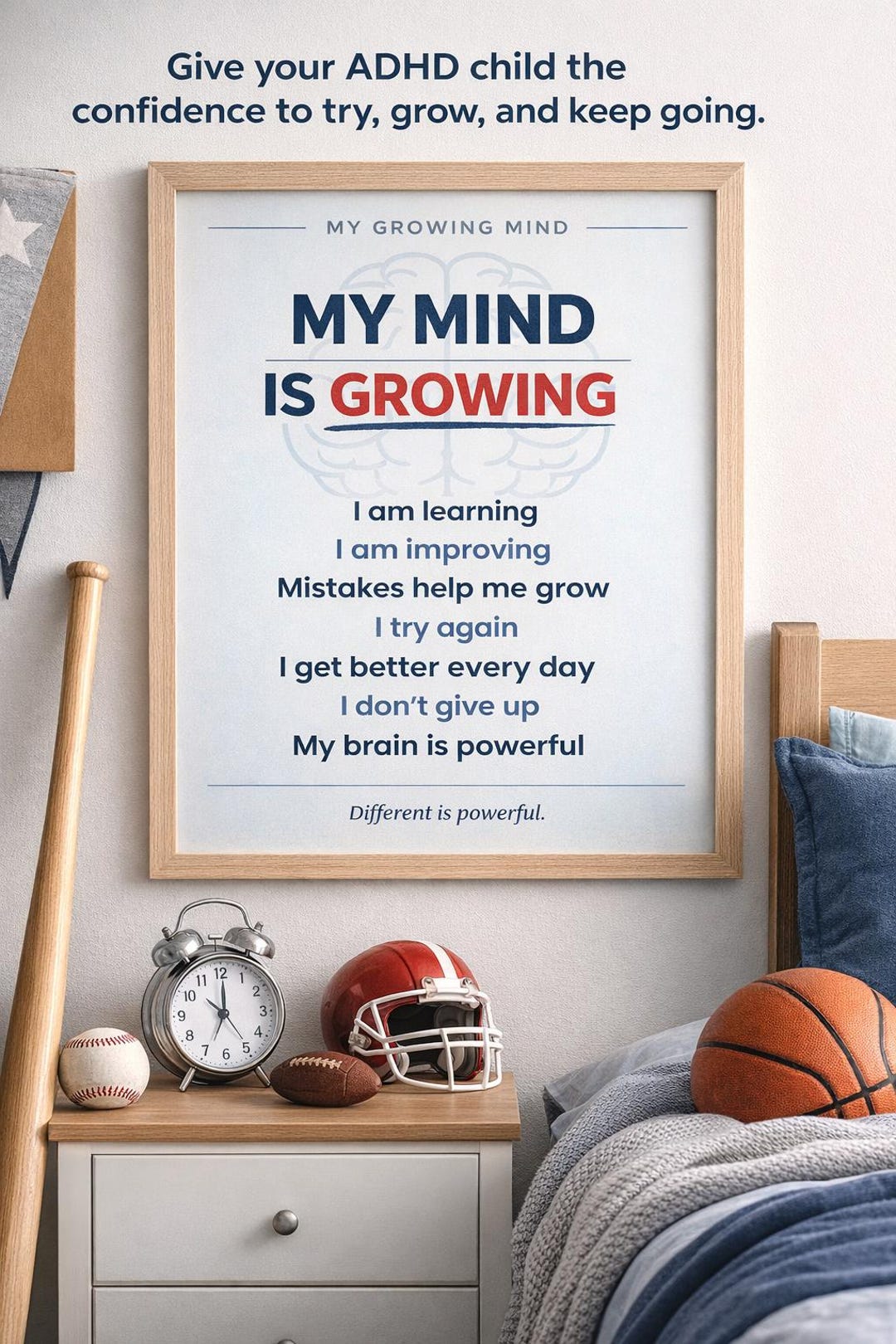 ADHD Affirmation Poster for Boys | Growth Mindset Wall Art (PDF ...