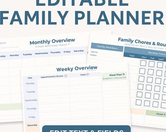 Planificador familiar para personas con TDAH: Tabla de tareas editable y resumen mensual (plantilla PDF)